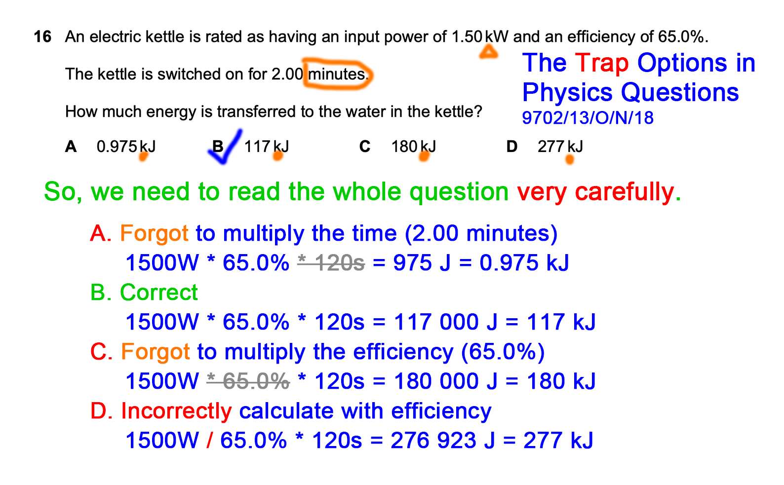 Physics MCQ Trap Options 9702/13/O/N/18