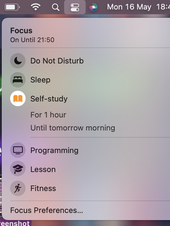 Apple Focus Mode (Self-study)