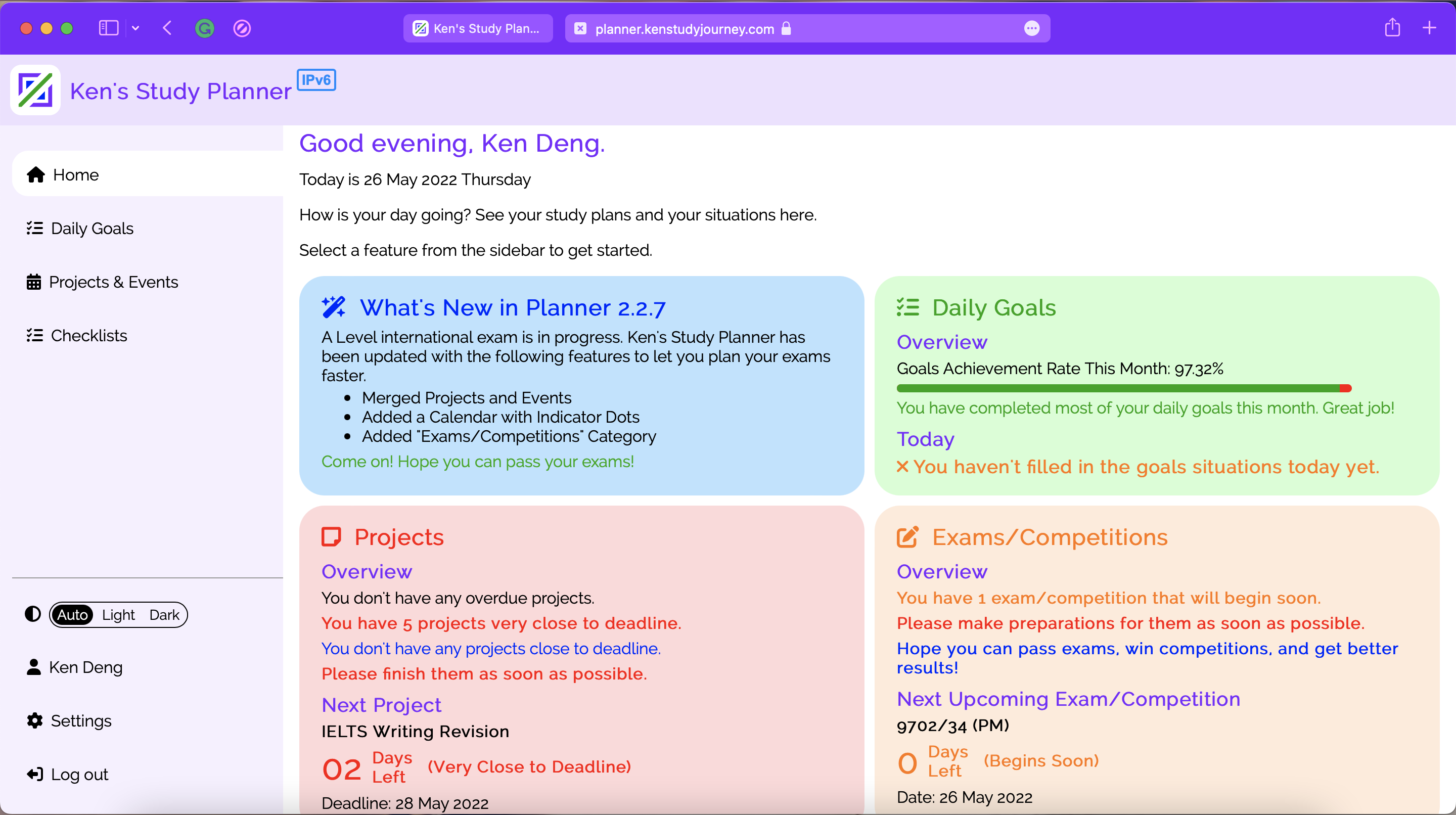 Planner Home Page