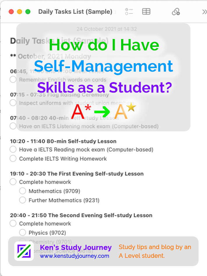 How I Have Strong Self- and Time-management Skills as a Top Student?