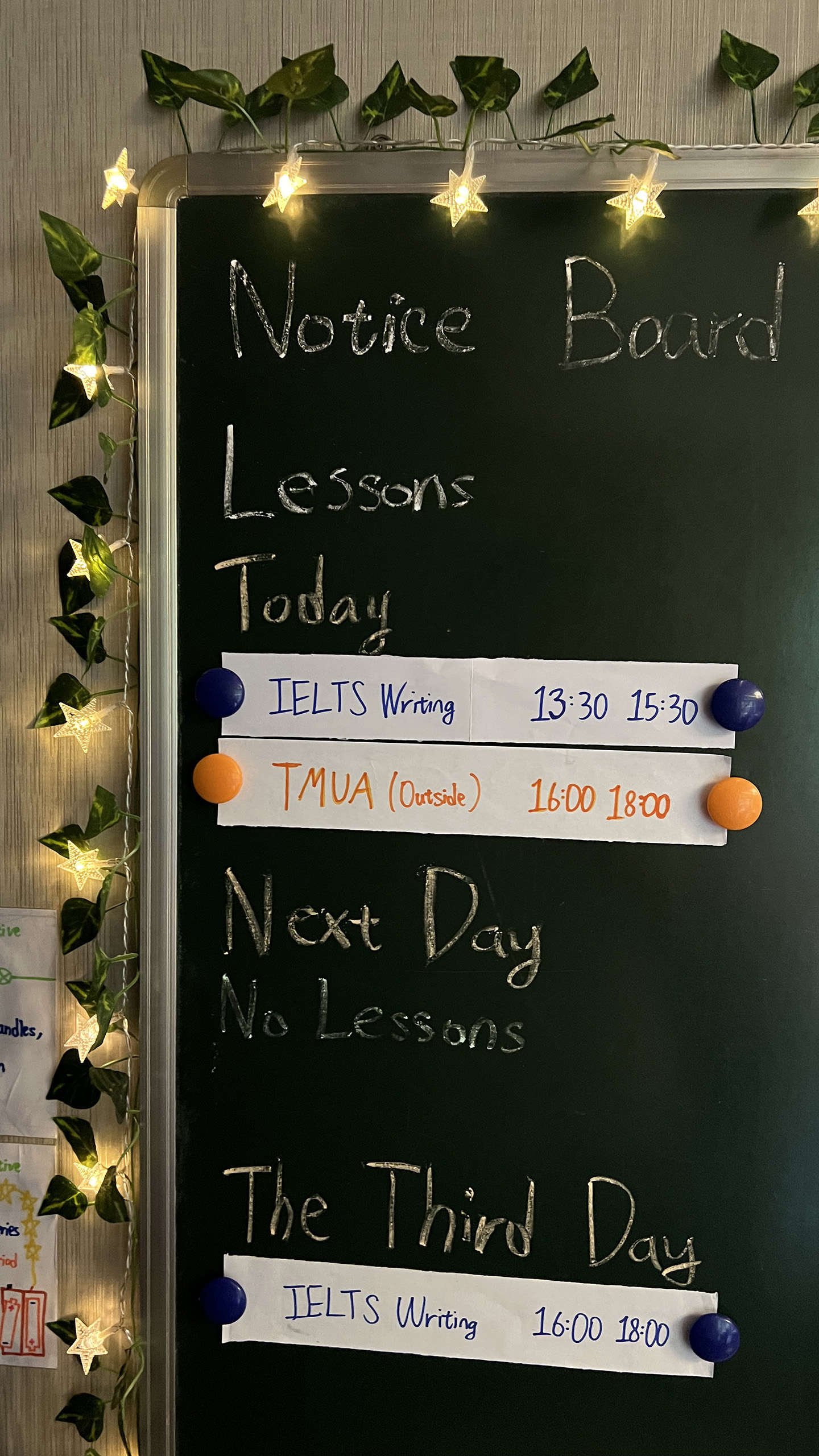 Lessons Board in my Bedroom